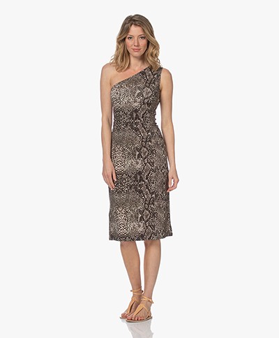 Majestic Filatures Jersey Asymmetric Print Dress - Khaki
