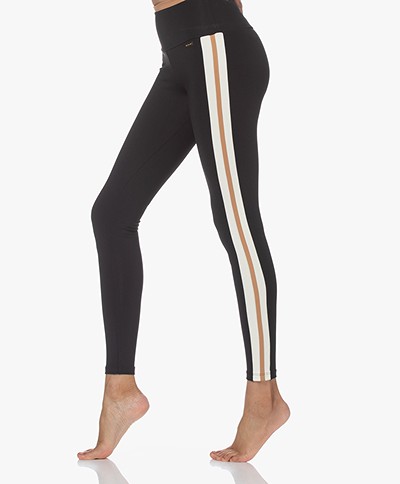 Deblon Sports Jade Tri-color Leggings - Black/Off-white/Camel
