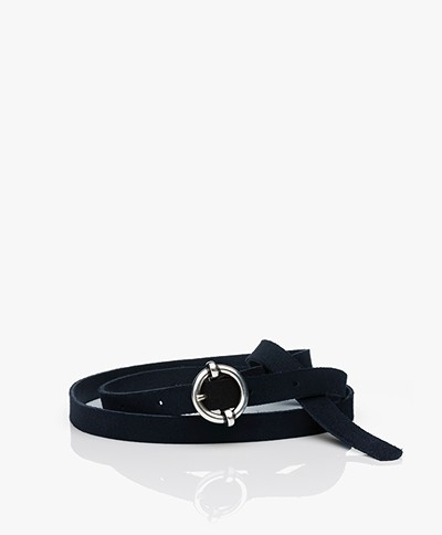 American Vintage Atomiko Leather Belt - Navy 