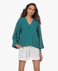 Shades Antwerp Louise Muslin V-neck Blouse - Turquoise