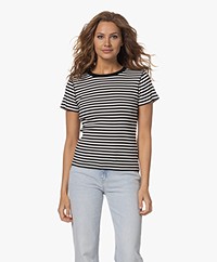 Drykorn Koale Striped Ribbed T-shirt - Black