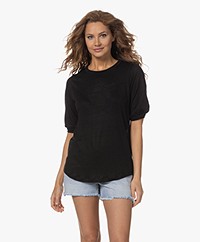 Neeve The Bilie Linen Round eck T-shirt - Essential Black