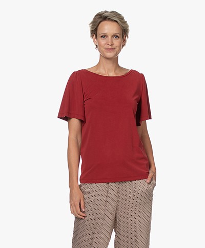 Plein Publique La Vie Modalmix T-shirt met Vlindermouwen - Rood