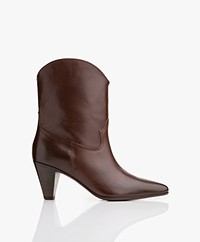 Closed Licorice Pointy Leather Ankle Boots - Maroon Brown