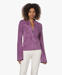 Róhe Innez Chenille Bell Sleeve Zip Sweater - Purple
