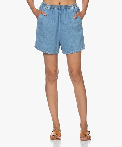 American Vintage Gowbay Cotton Denim Shorts - Medium Blue 