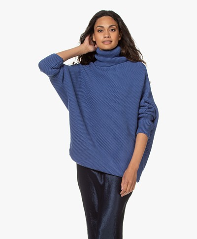 Sibin/Linnebjerg Hannover Merino Wool Blend Turtleneck Sweater - Clear blue