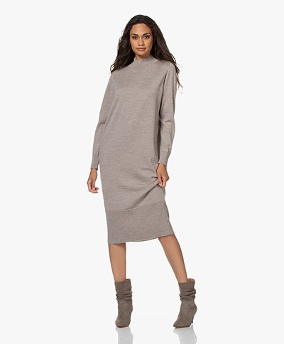 Sibin/Linnebjerg Nice Fine Knitted Merino Dress - Sand Melange