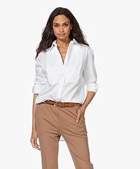 LaSalle Long Cotton Poplin Shirt - White