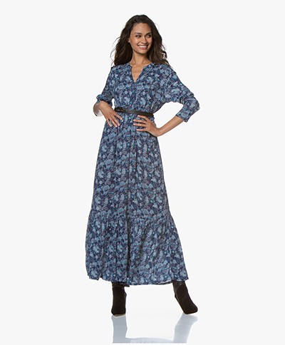 indi & cold Maxi A-line Print Dress - Azul