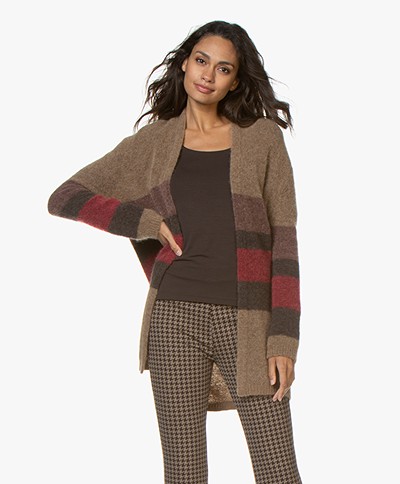 no man's land Striped Cardigan with Mohair - Carmine