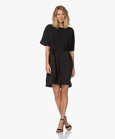 by-bar Nora Dress with Tie-belt - Black