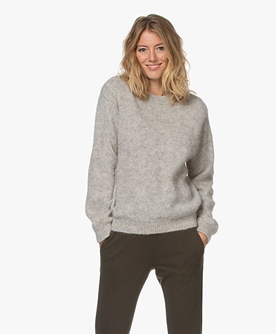 by-bar Lana Alpaca Blend Round Neck Sweater - Grey Melange