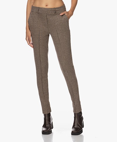 Josephine & Co Tao Slim-fit Houndsooth Pants - Brown