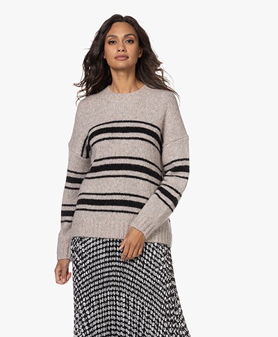 ba&sh Bosco Striped Wool Mix Sweater - Greige