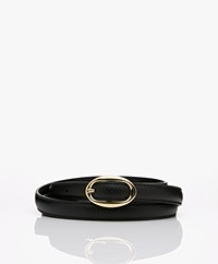By Malene Birger Katin Narrow Leather Belt - Black