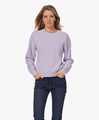 Closed Ribbed Wool and Cashmere Sweater - Lilac Breeze