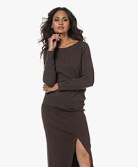 Repeat Biologisch Cashmere Boothals Trui - Chocolate 