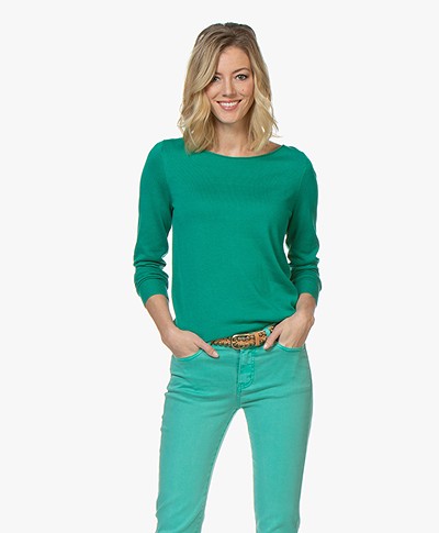 Repeat Cotton Blend Pullover - Emerald