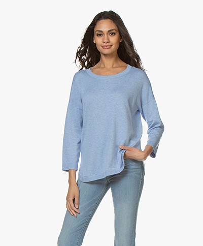 Repeat Fine Knitted Cotton Mix Sweater - Medium Blue
