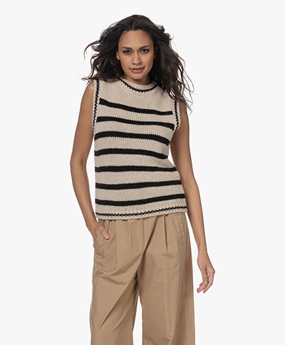 by-bar Billy Striped Sleeveless Sweater - Sand
