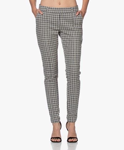 Josephine & Co Jim Houndstooth Jersey Pants - Grey/Off-white
