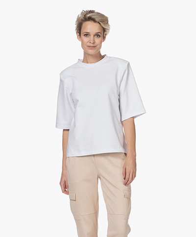 Resort Finest Santo T-shirt met Schoudervulling - Wit