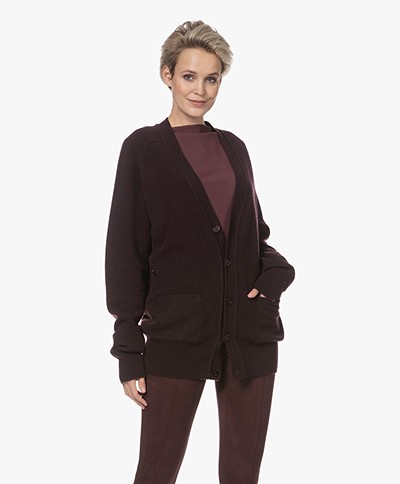 extreme cashmere N°185 Feike Cashmere Blend Buttoned Cardigan - Plum