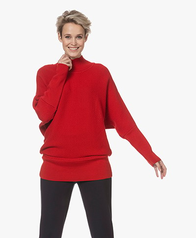Sibin/Linnebjerg Calais Merino Wool Blend Turtleneck Sweater - Red