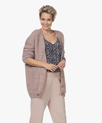 by-bar Abby Mohair- Wool Mix Button-through Cardigan - Dusty Lilac