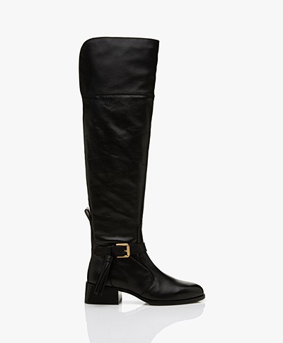 See by Chloé Lory Suede Overknee Boots - Black