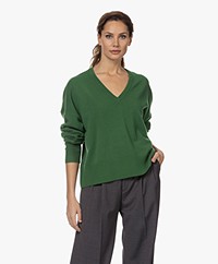 extreme cashmere N°224 Clash V-neck Cashmere Blend Sweater - Weed