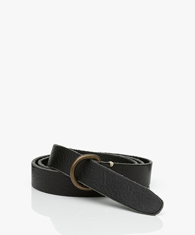 Pomandère Leather Single D-ring Belt - Black