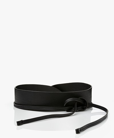 Pomandère Leather Tie Waist Belt - Black