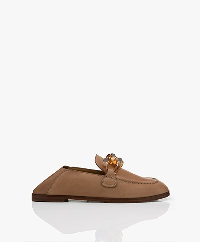 See by Chloé Leather Loafers with Chain Detail - Elah