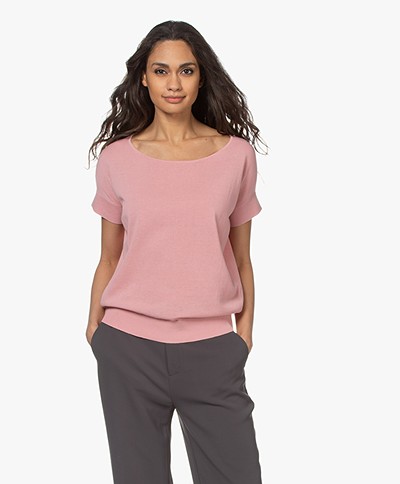 Kyra & Ko Afelien Cotton Short Sleeve Sweater - Rose