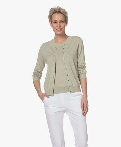 Repeat Cotton Blend Button-through Cardigan - Seaweed