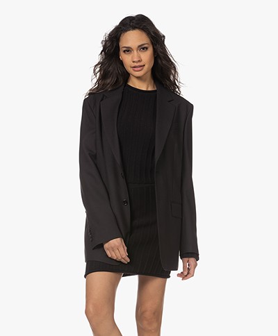 Filippa K Davina Oversized Wollen Blazer - Zwart