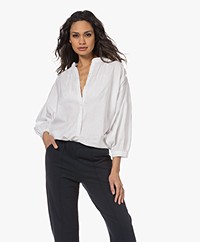 Penn&Ink N.Y Linnen-Katoen Blouse met Vleermuismouwen - Wit