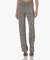 no man's land Leopard Viscose Jersey Pants - Asphalt