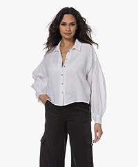 by-bar Sarah Cropped Linen Blouse - Bright White