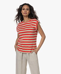 by-bar Thelma Big Stripe Muscle T-shirt - Poppy Red
