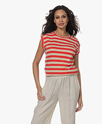by-bar Thelma Big Stripe Muscle T-shirt - Poppy Red