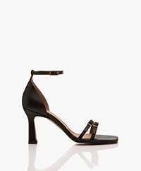 Flattered Leren Ruby Sandals with Heel  - Black