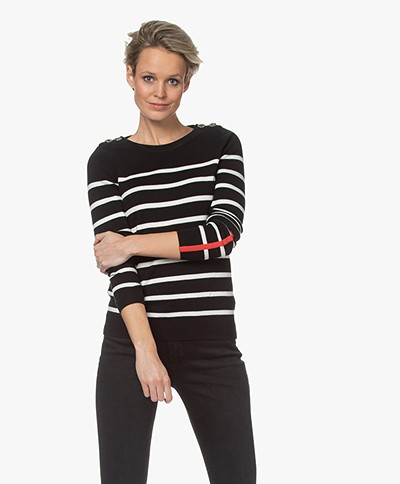 Plein Publique L'Elisa Striped Pullover with Silk - Black/Ivory