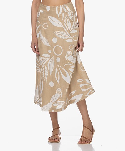 KYRA Bloem Linen Print Skirt - Desert Sand