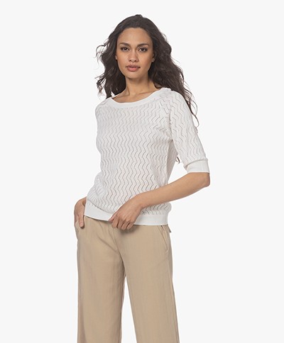 KYRA Philou Ajour Sweater with Half-length Sleeves - Warm White