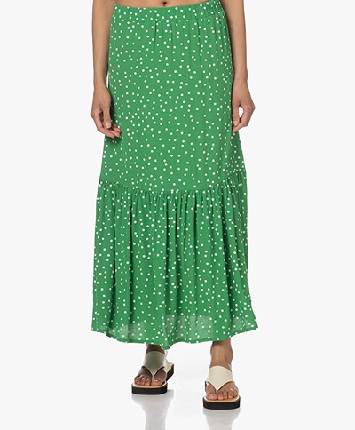KYRA Ruby Crepe Polka Dot Maxi Skirt - Fern Green