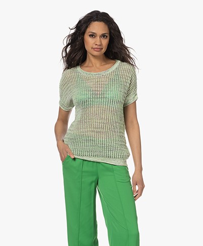 KYRA Leya Space-dye Short Sleeve Sweater - Fern Green