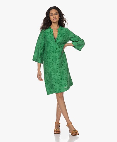 KYRA Sadira Viscose Blend Ausbrenner Dress - Fern Green
